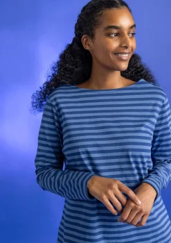 Cheap Gudrun Sjödén Basic-Streifenshirt aus Bio-Baumwolle indigoblau-leinenblau