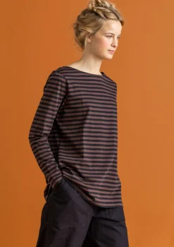 Best Sale Gudrun Sjödén Basic-Streifenshirt aus Bio-Baumwolle schwarz-röstkaffee