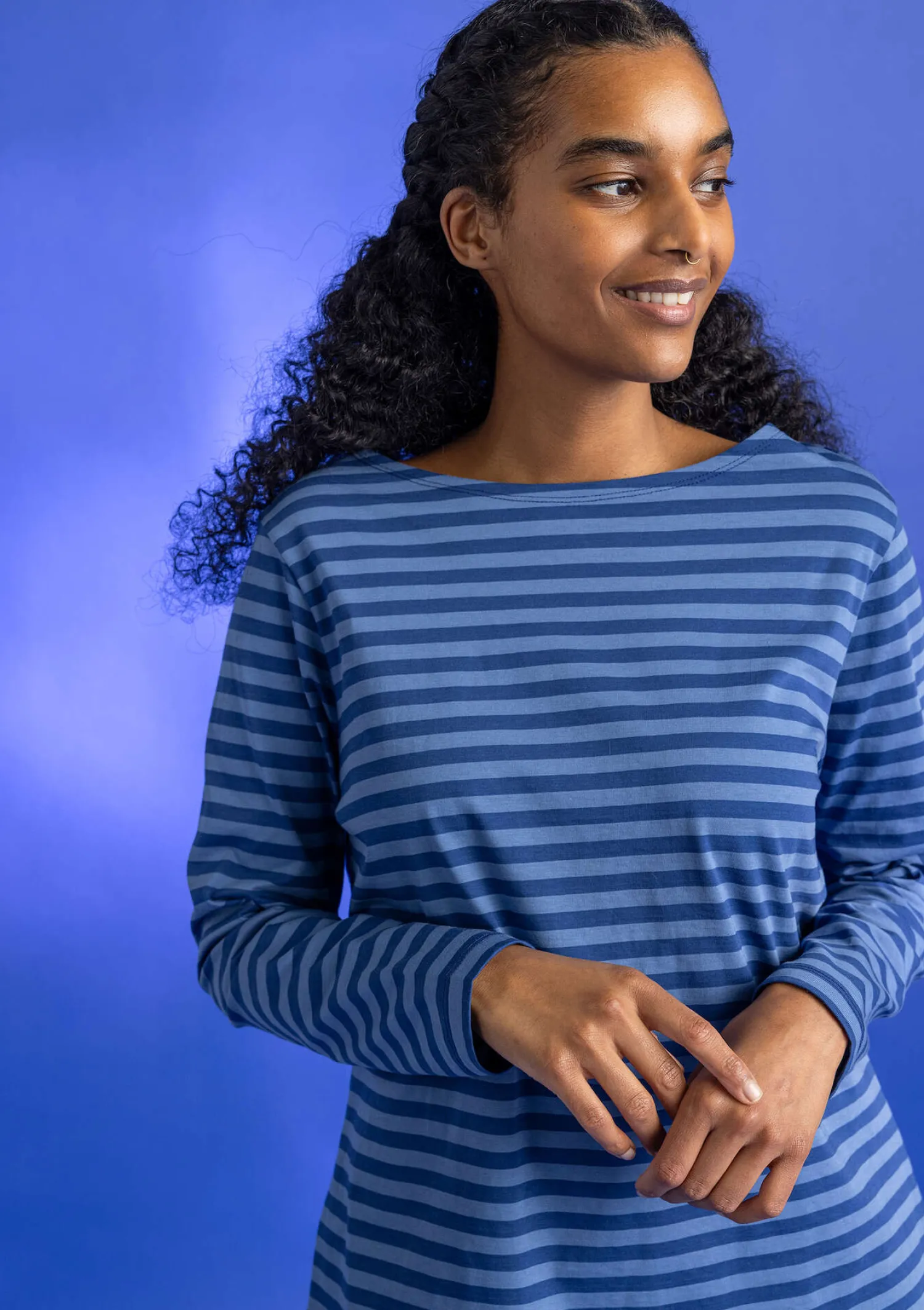 Store Gudrun Sjödén Basic-Streifenshirt aus Bio-Baumwolle röstkaffee-leinenblau
