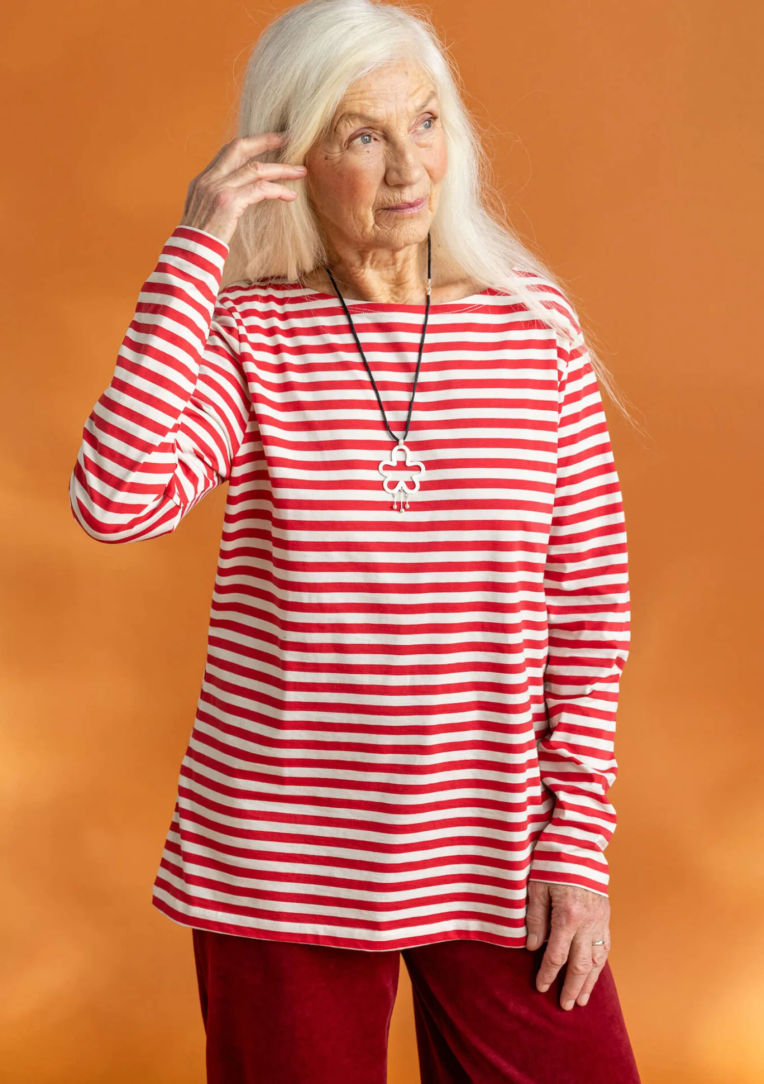 Store Gudrun Sjödén Basic-Streifenshirt aus Bio-Baumwolle feder-walderdbeere