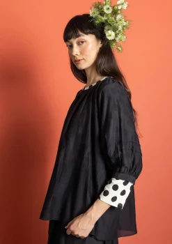 Hot Gudrun Sjödén Bluse aus Baumwolle/Seide schwarz
