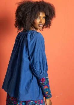 Outlet Gudrun Sjödén Bluse aus Baumwolle/Seide indigoblau