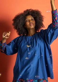 Fashion Gudrun Sjödén Bluse aus Baumwolle/Seide schwarz