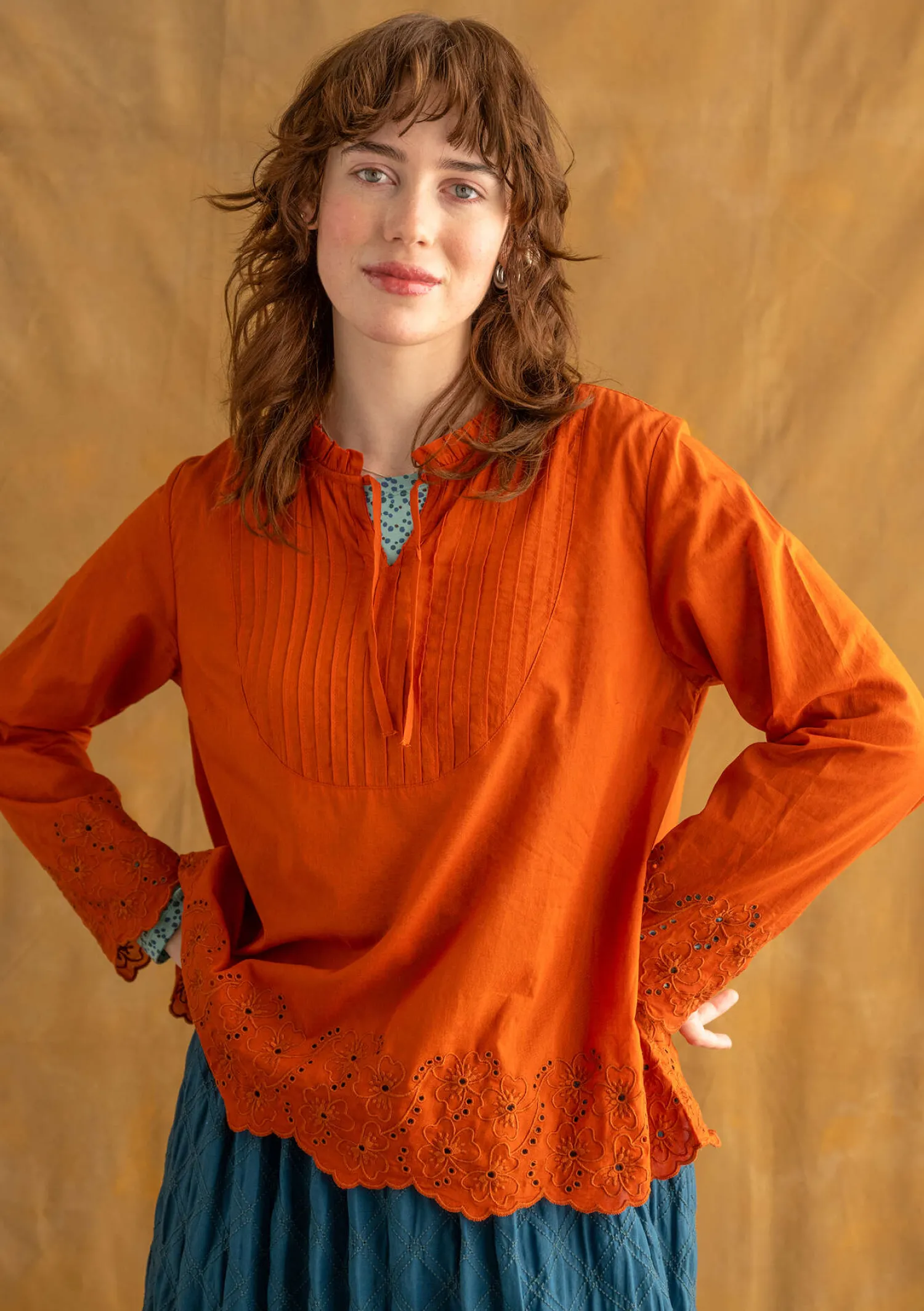 Best Sale Gudrun Sjödén Bluse „Birta“ aus Bio-Baumwolle veronagrün