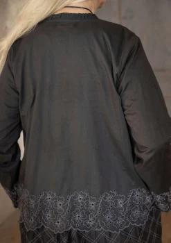 Clearance Gudrun Sjödén Bluse „Birta“ aus Bio-Baumwolle dunkelaschgrau