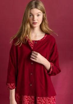 Store Gudrun Sjödén Bluse „Hedda“ aus Bio-Baumwollgewebe dunkelpetrol-gemustert