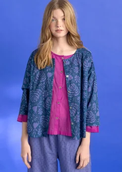 Flash Sale Gudrun Sjödén Bluse „Hedda“ aus Bio-Baumwollgewebe dunkelpetrol-gemustert