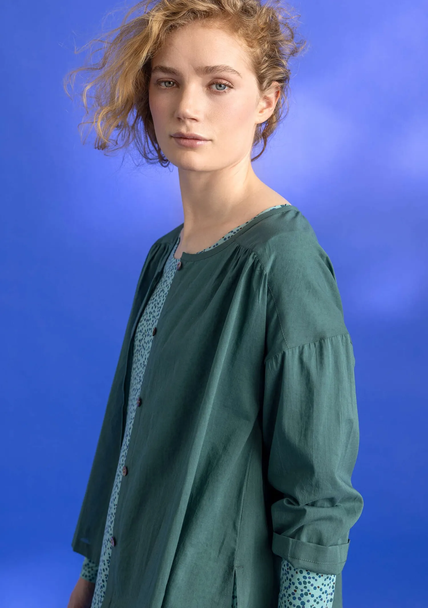 Online Gudrun Sjödén Bluse „Hedda“ aus Bio-Baumwollgewebe dunkelolive-gemustert