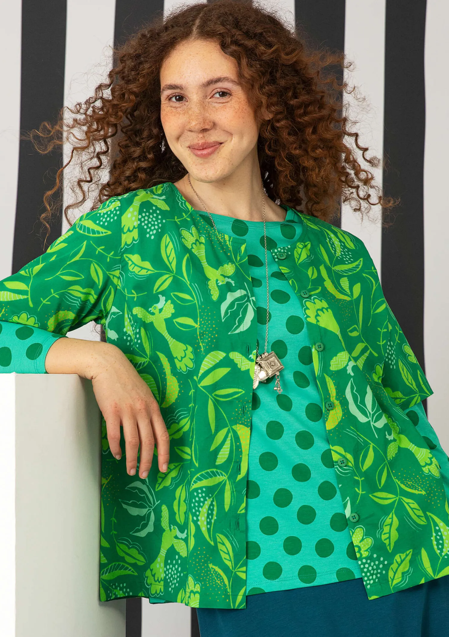 Shop Gudrun Sjödén Bluse „Uuve“ aus Bio-Baumwolle basilikum