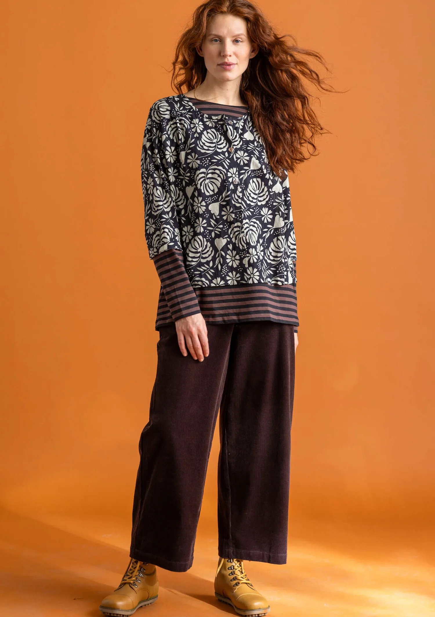 Best Sale Gudrun Sjödén Cordhose aus Bio-Baumwolle/Elasthan dunkelaubergine