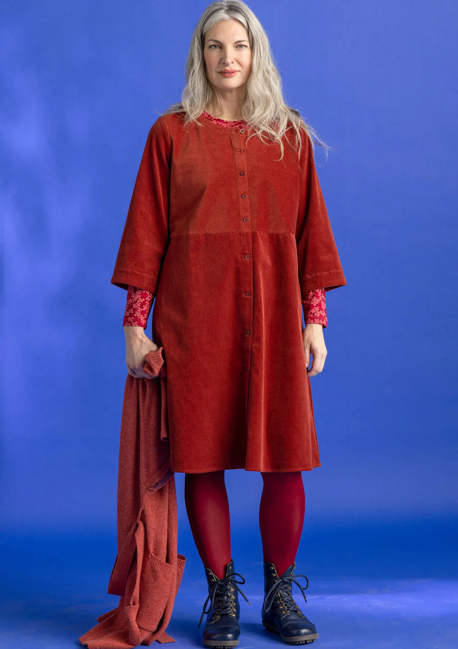 Shop Gudrun Sjödén Cordkleid aus Bio-Baumwolle/Elasthan dunkelolive