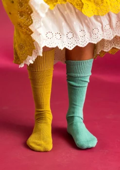 Flash Sale Gudrun Sjödén Einfarbige Kniestrümpfe aus Bio-Baumwolle olivenöl