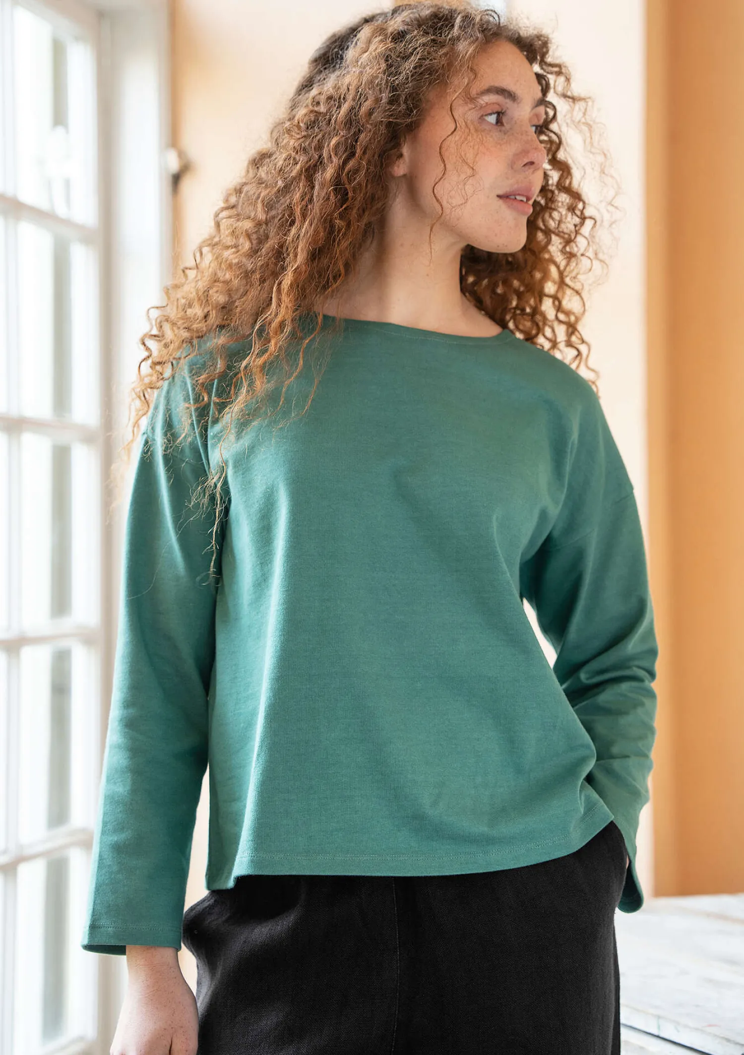 Sale Gudrun Sjödén Einfarbiges Shirt aus Bio-Baumwolle wermutkraut