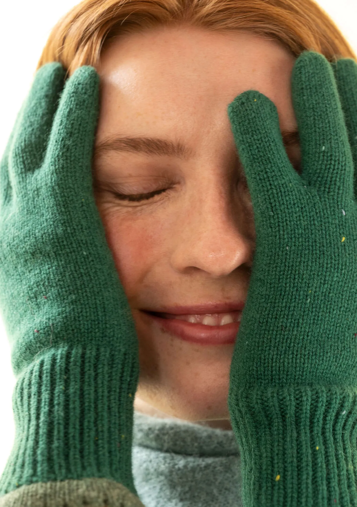 Fashion Gudrun Sjödén Fingerhandschuhe aus Lammwolle aschrosa-melange
