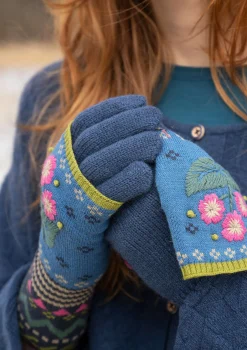Shop Gudrun Sjödén Fingerhandschuhe aus Lammwolle tomate-melange