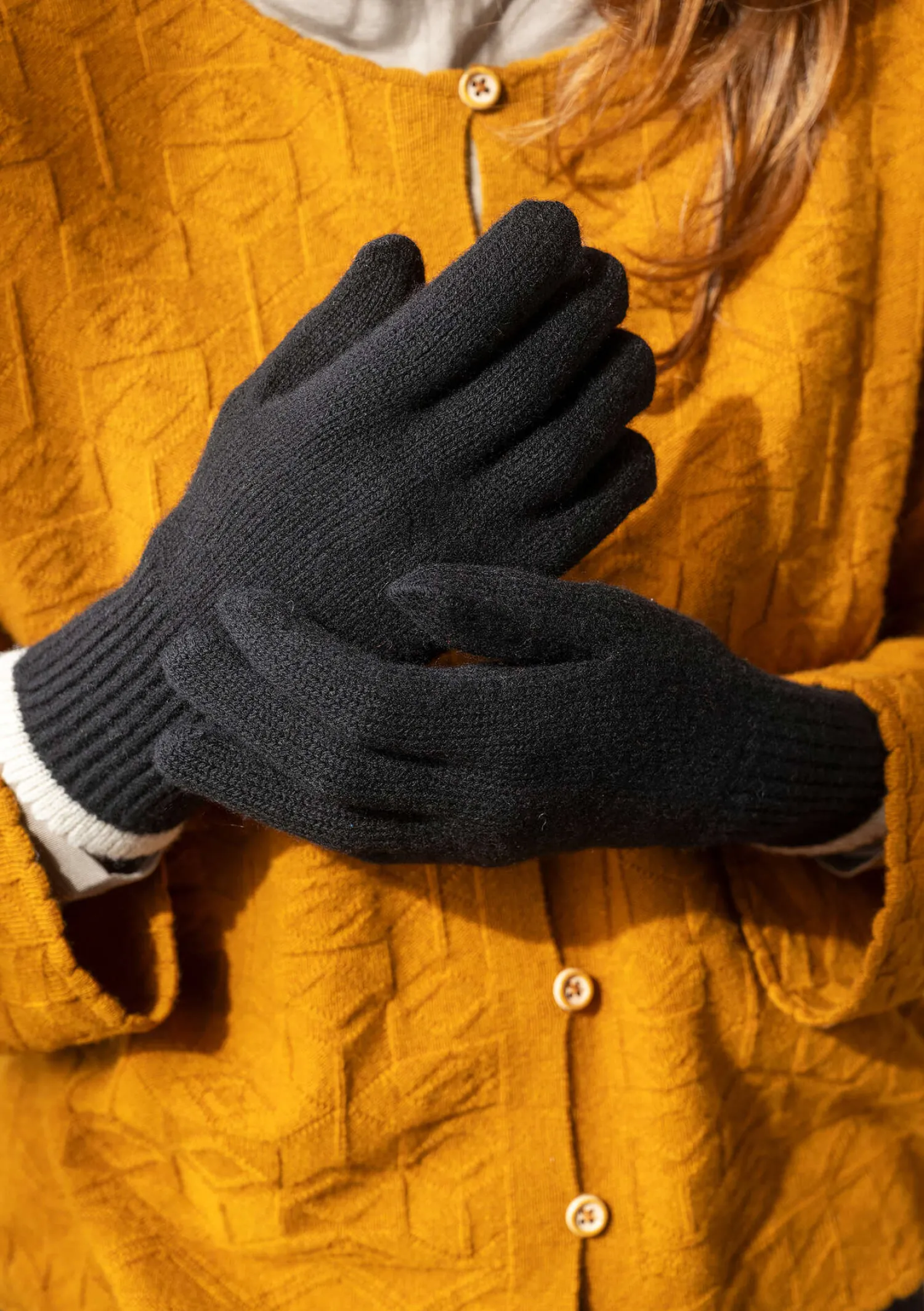 Clearance Gudrun Sjödén Fingerhandschuhe aus Lammwolle aschrosa-melange