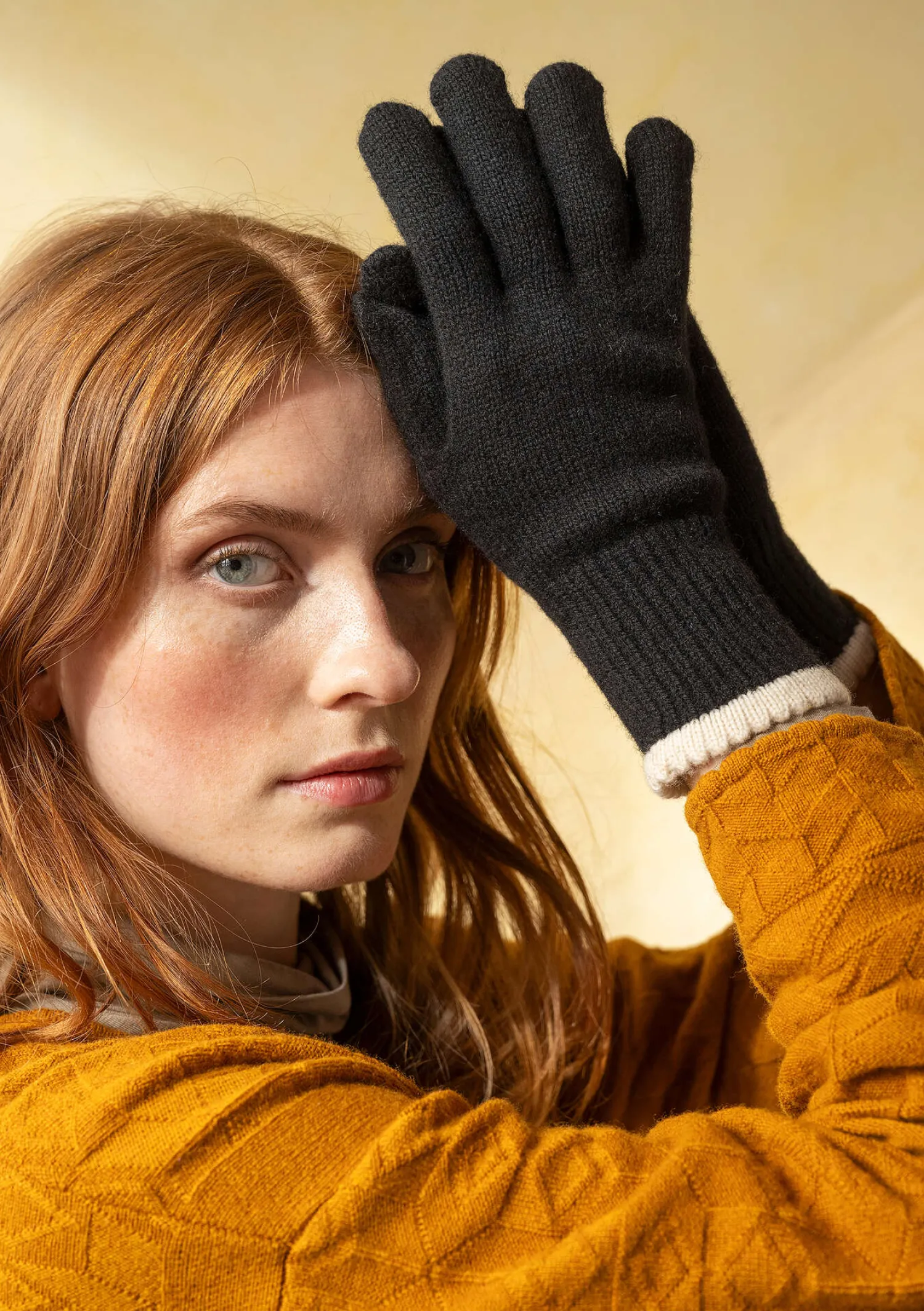 Clearance Gudrun Sjödén Fingerhandschuhe aus Lammwolle aschrosa-melange
