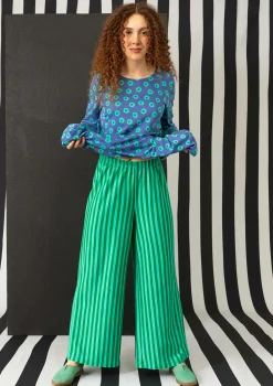 Sale Gudrun Sjödén Gestreifte Jerseyhose aus Bio-Baumwolle/Modal schwarz-feder