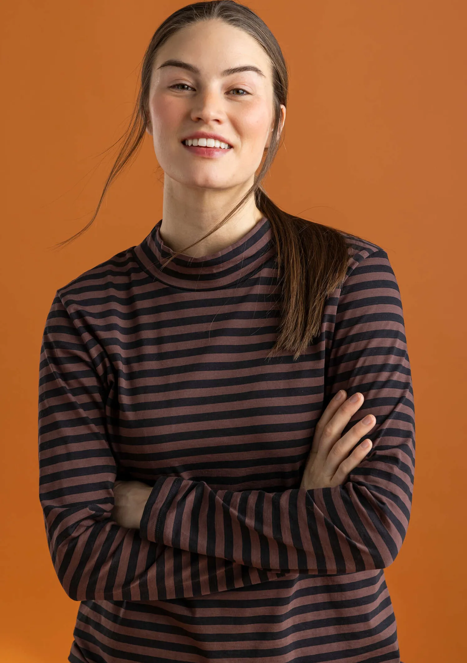 Best Gudrun Sjödén Gestreiftes Stehkragenshirt aus Bio-Baumwolle purpur-walderdbeere