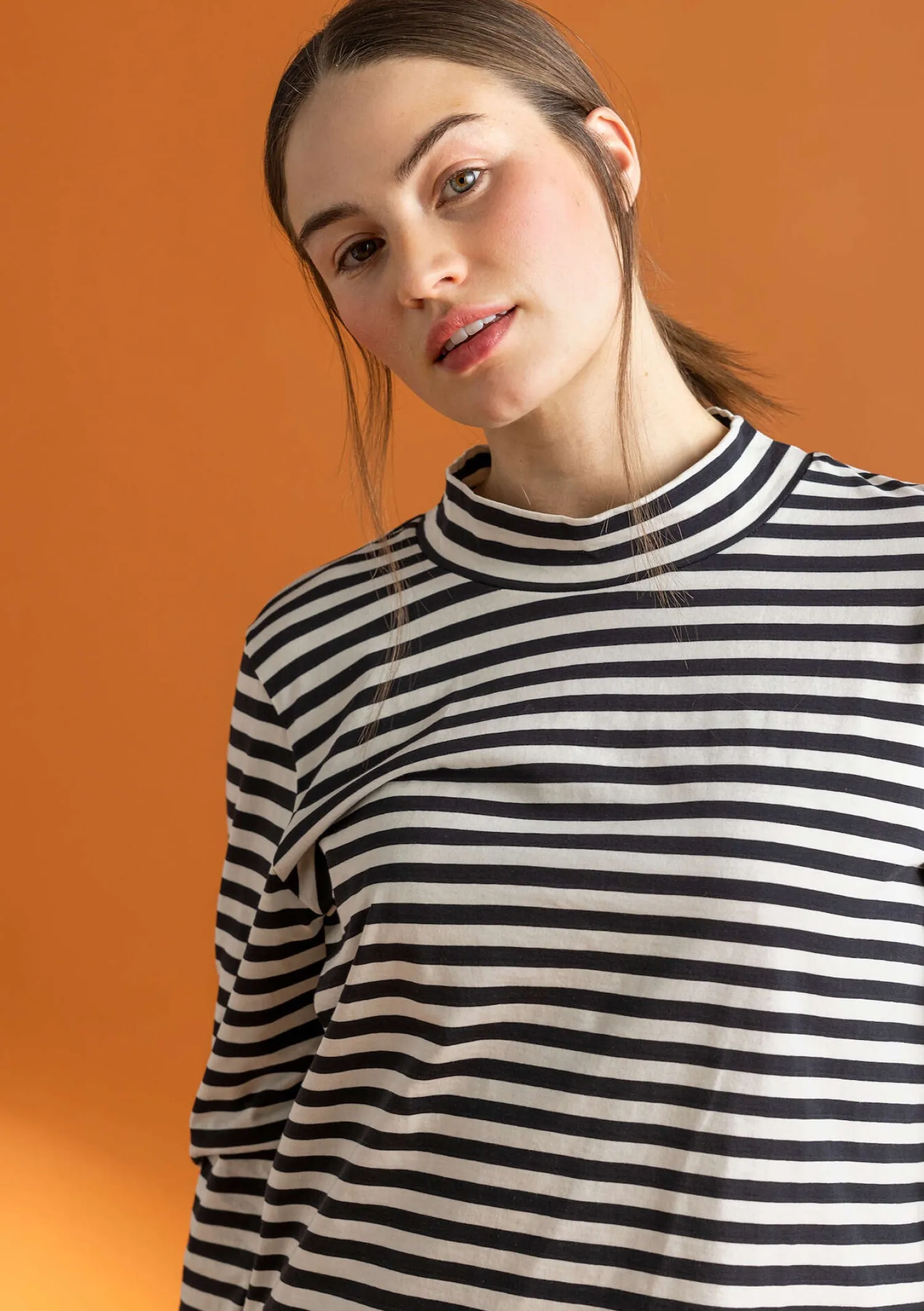 Outlet Gudrun Sjödén Gestreiftes Stehkragenshirt aus Bio-Baumwolle malachit-feder