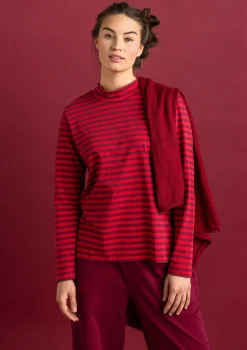 Best Gudrun Sjödén Gestreiftes Stehkragenshirt aus Bio-Baumwolle schwarz-feder