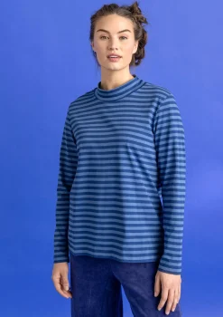 Cheap Gudrun Sjödén Gestreiftes Stehkragenshirt aus Bio-Baumwolle indigoblau