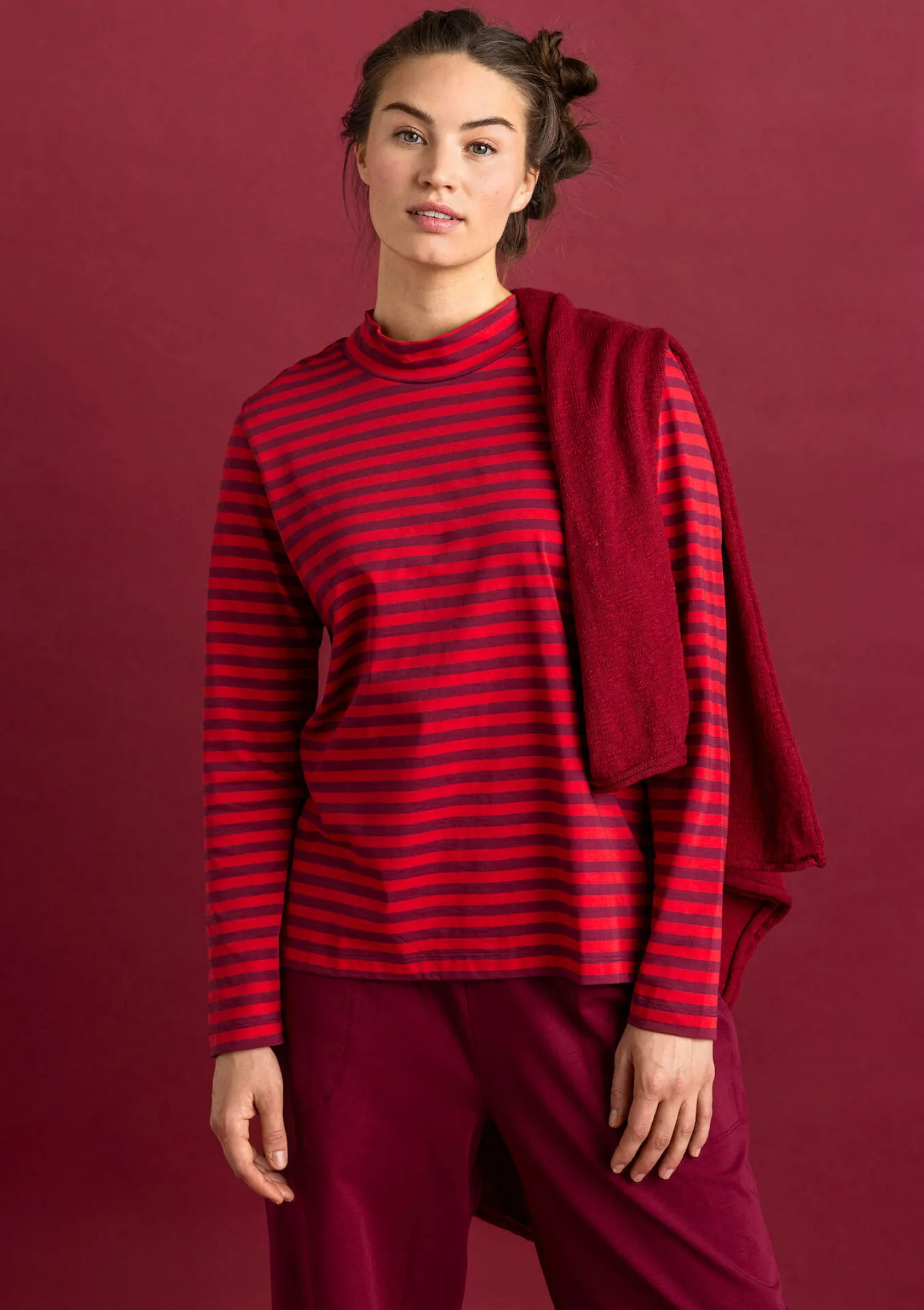 Cheap Gudrun Sjödén Gestreiftes Stehkragenshirt aus Bio-Baumwolle malachit-feder