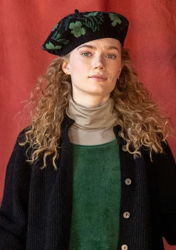 New Gudrun Sjödén Gestrickte Baskenmütze „Gnistra“ aus Alpakawollgemisch/Bio- und Recycling-Baumwolle schwarz