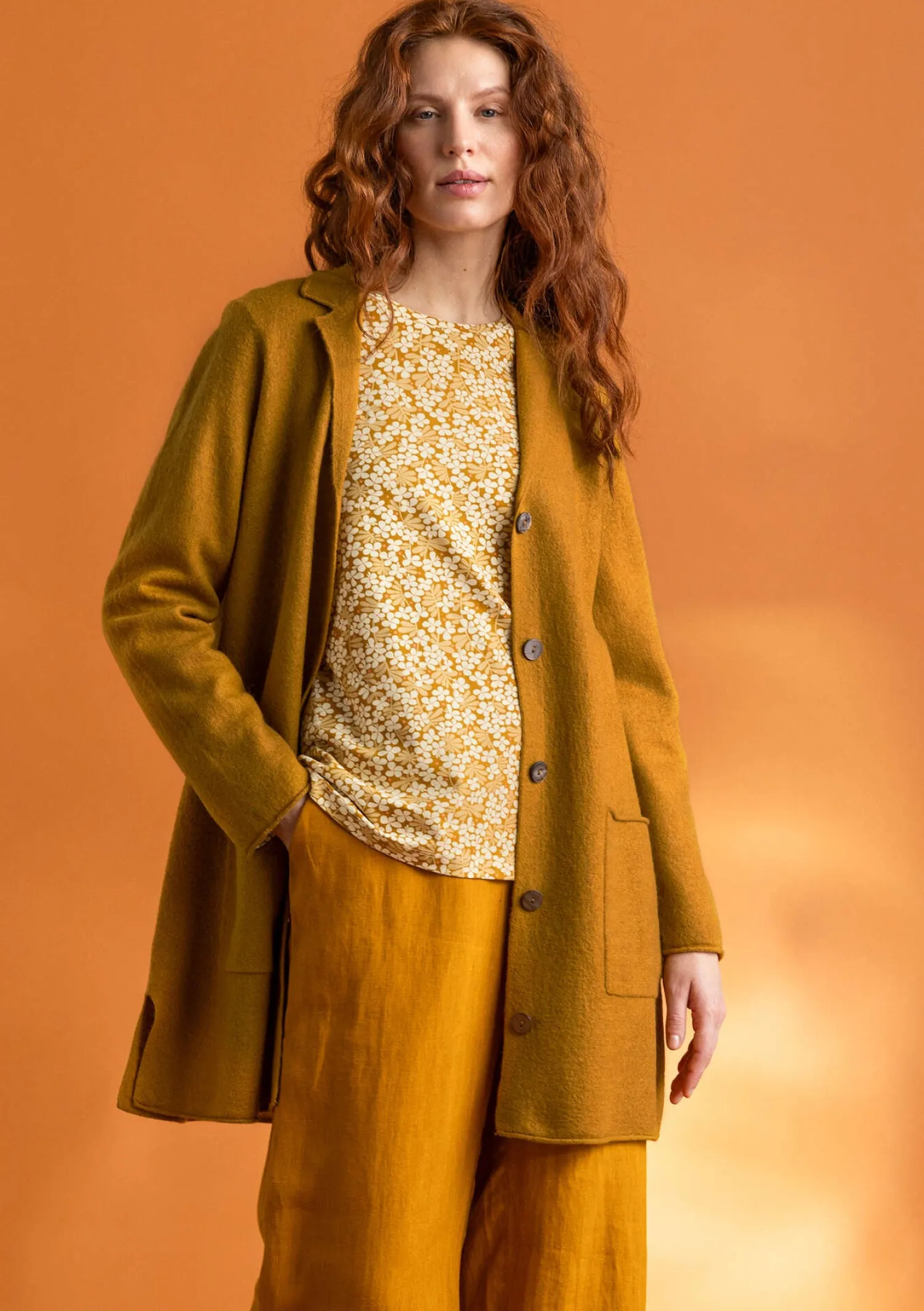 Store Gudrun Sjödén Gestrickter Blazer aus gefilzter Bio-Wolle dunkelpetrol