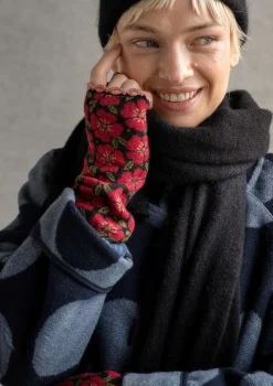 New Gudrun Sjödén Handstulpen „Anemone“ aus Bio-Wolle schwarz