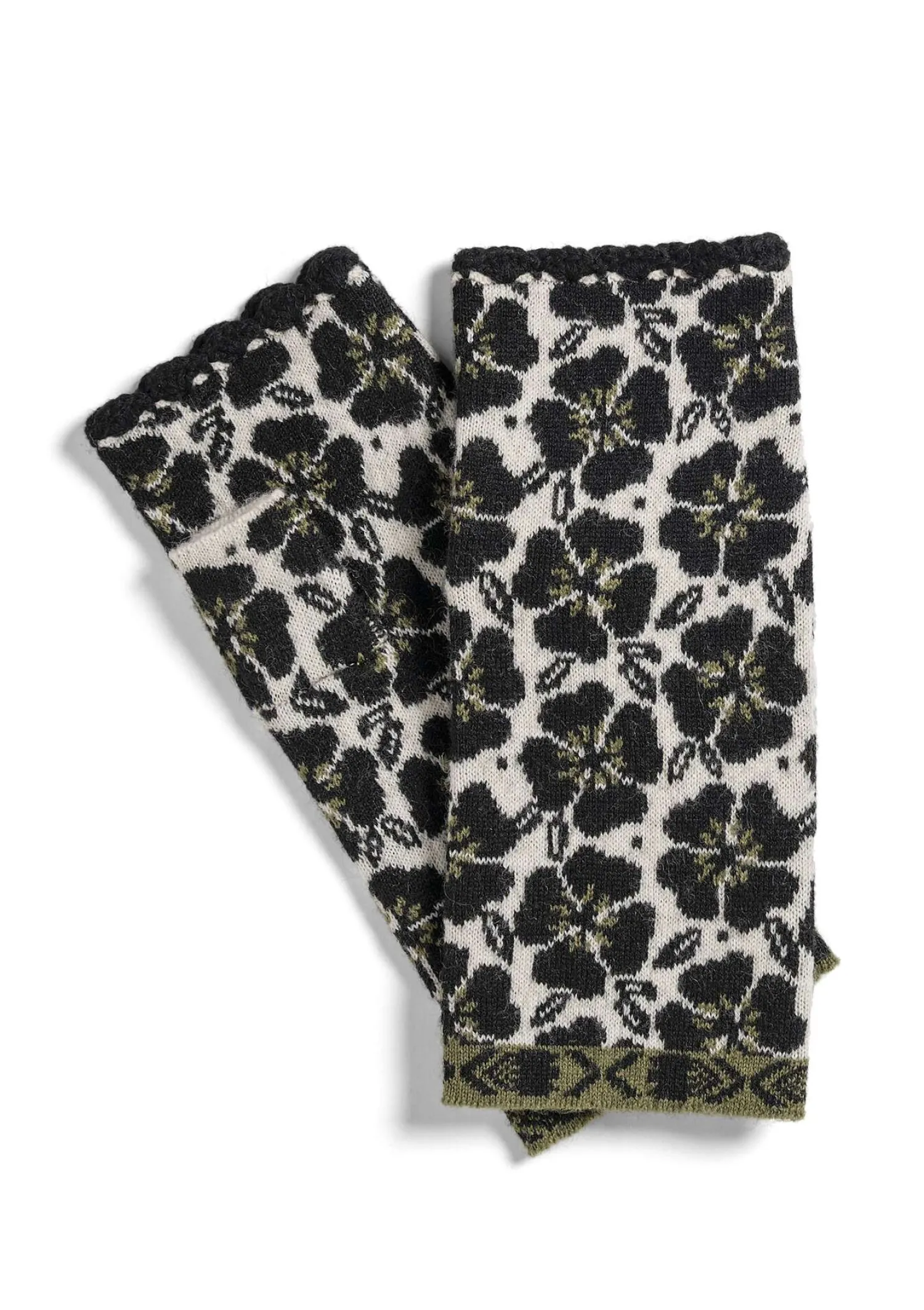 New Gudrun Sjödén Handstulpen „Anemone“ aus Bio-Wolle schwarz