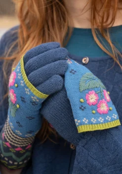 Store Gudrun Sjödén Handstulpen „Borealis“ aus Bio- und Recycling-Baumwolle/Wolle zartindigo