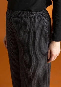 Outlet Gudrun Sjödén Hose „Asta“ aus Leinengewebe schwarz-gestreift