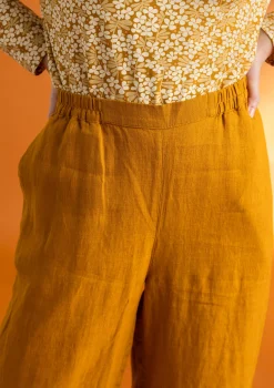 Best Sale Gudrun Sjödén Hose „Asta“ aus Leinengewebe schwarz-gestreift