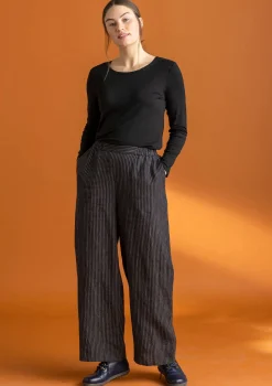 Clearance Gudrun Sjödén Hose „Asta“ aus Leinengewebe schwarz-gestreift