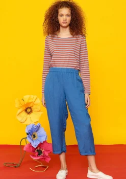 Best Gudrun Sjödén Hose „Margit“ aus Leinen/Modal-Gewebe eismeerblau