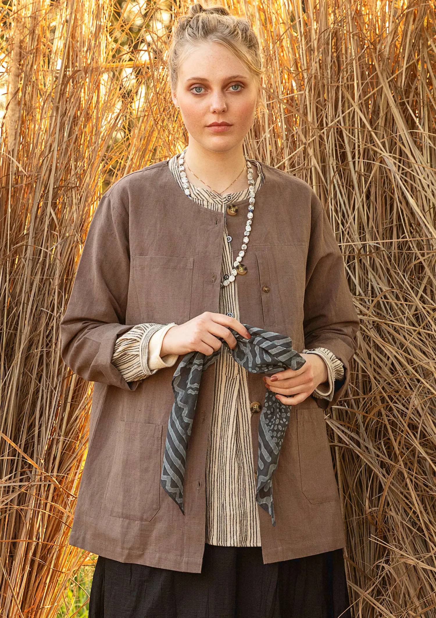 Clearance Gudrun Sjödén Jacke aus Leinen/Bio-Baumwolle leinenblau