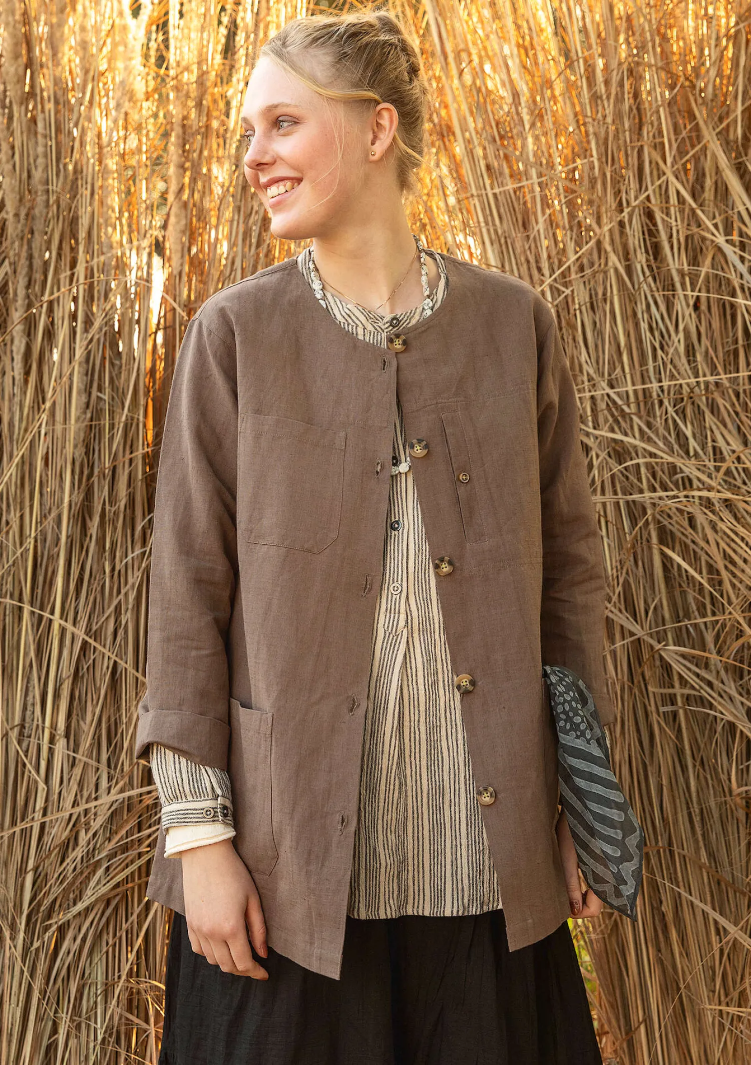 Clearance Gudrun Sjödén Jacke aus Leinen/Bio-Baumwolle leinenblau