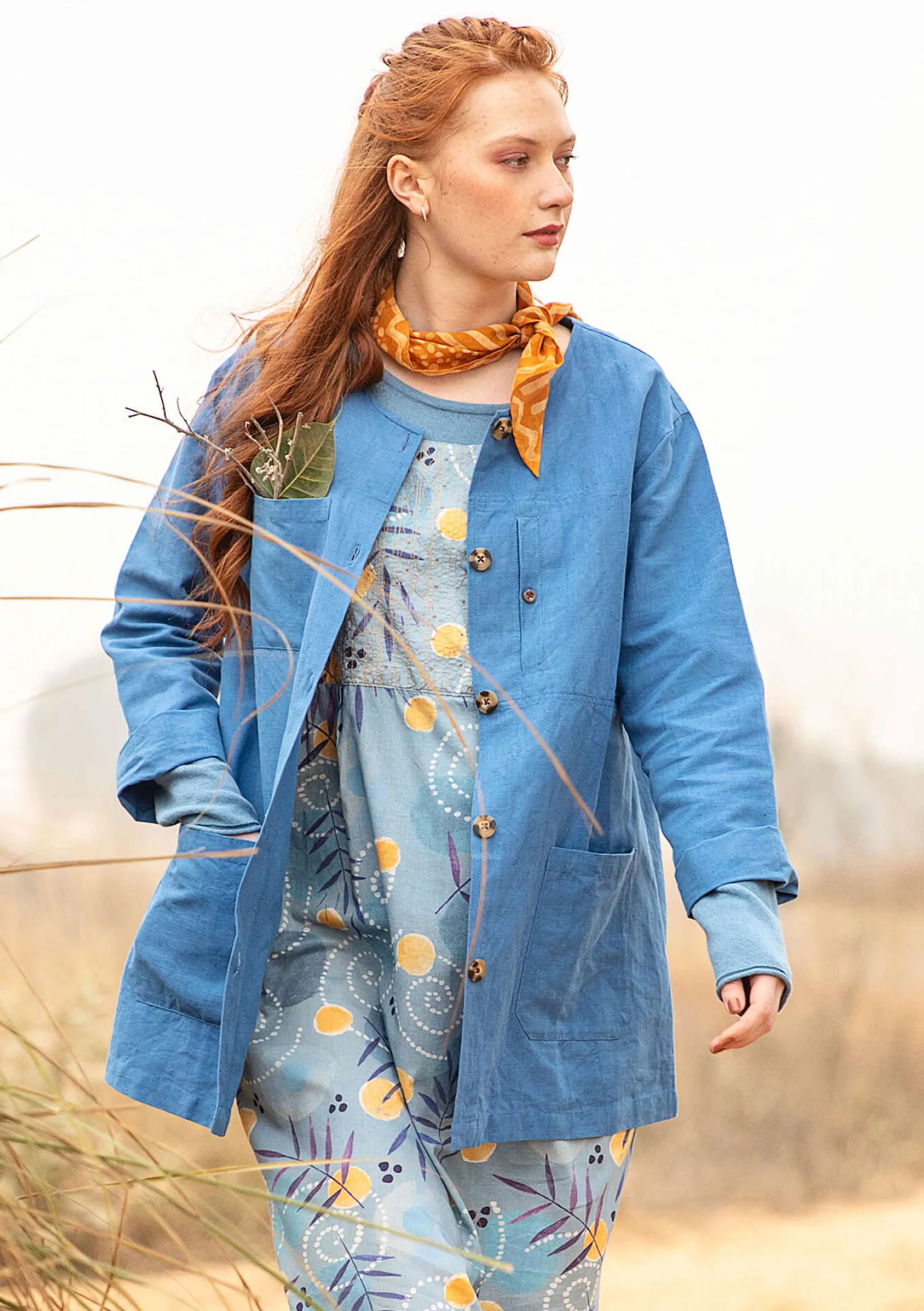 Clearance Gudrun Sjödén Jacke aus Leinen/Bio-Baumwolle leinenblau