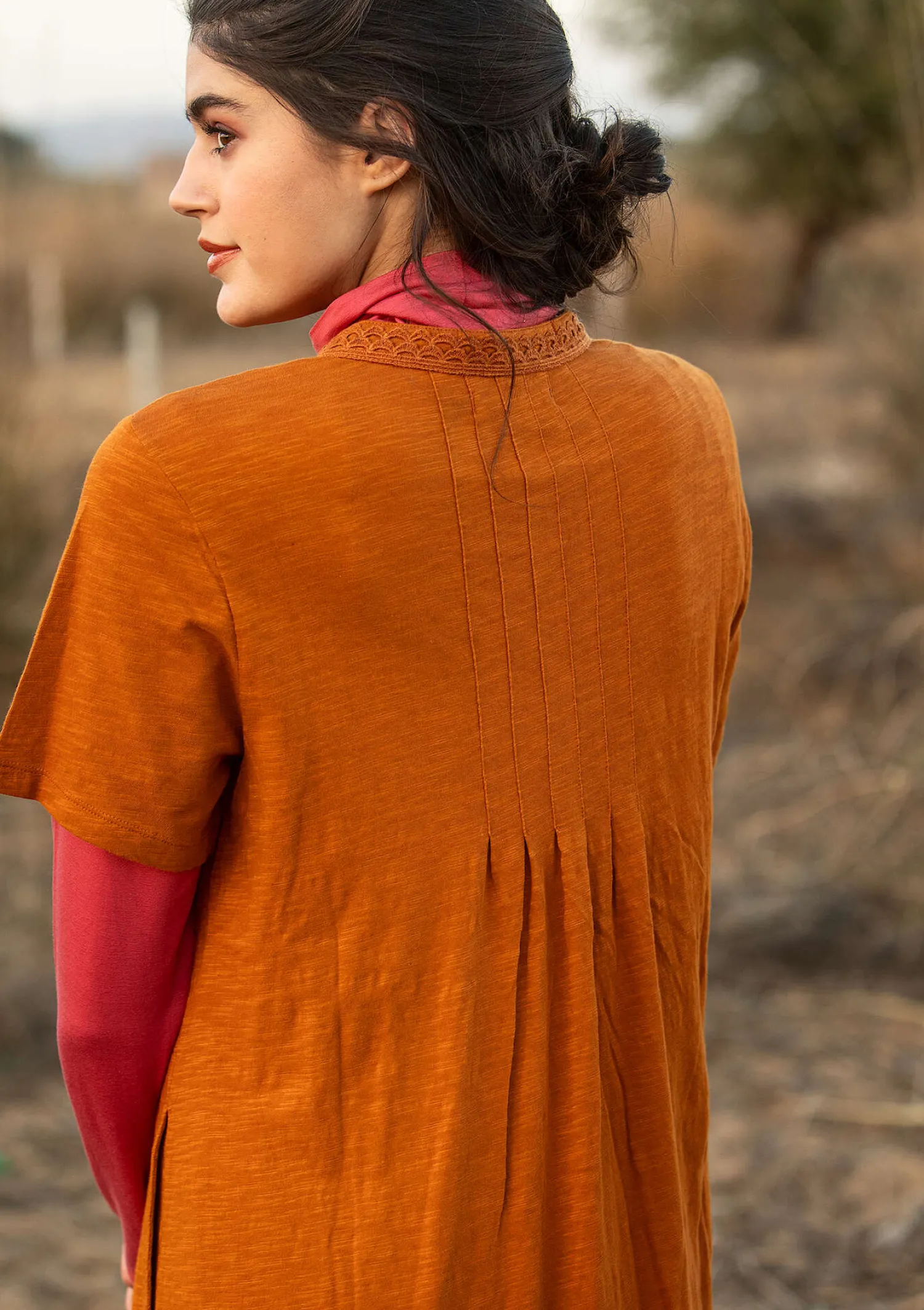 Fashion Gudrun Sjödén Jerseykleid aus Bio-Baumwolle bernstein