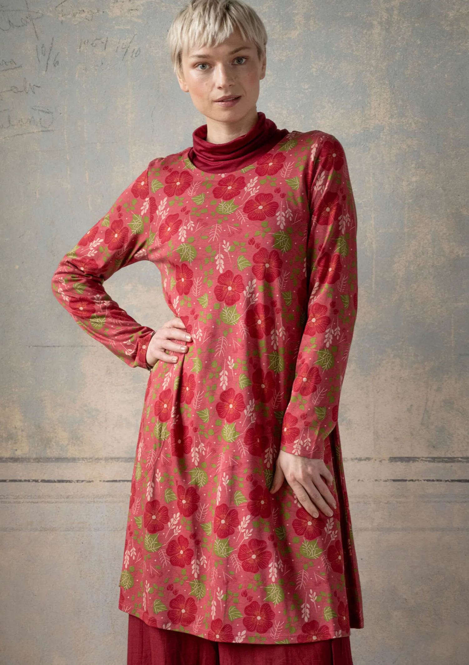 Best Gudrun Sjödén Jerseykleid „Höstanemone“ aus Bio-Baumwolle/Modal koralle