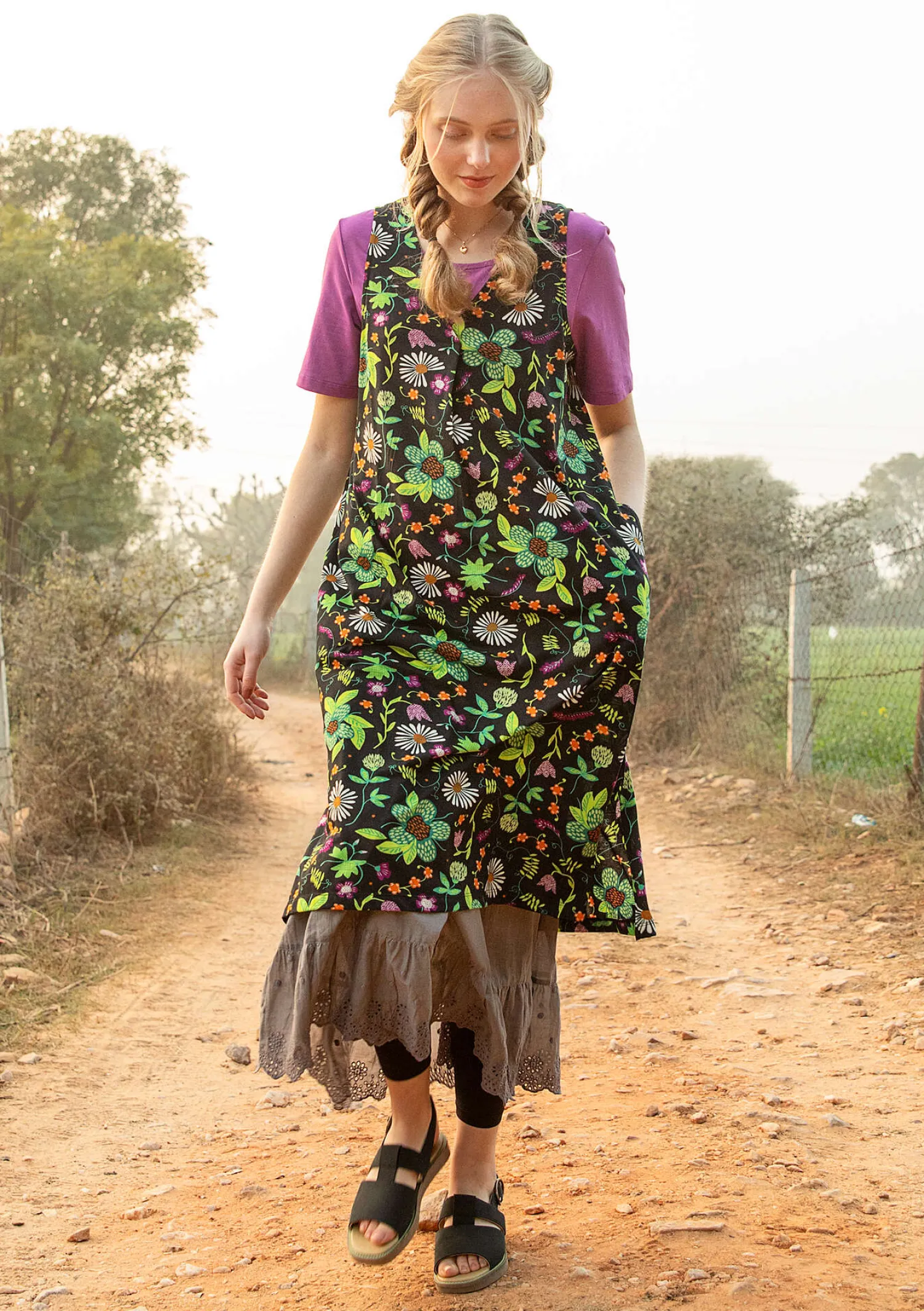 Best Gudrun Sjödén Jerseykleid „Midsommarsol“ aus Bio-Baumwolle schwarz