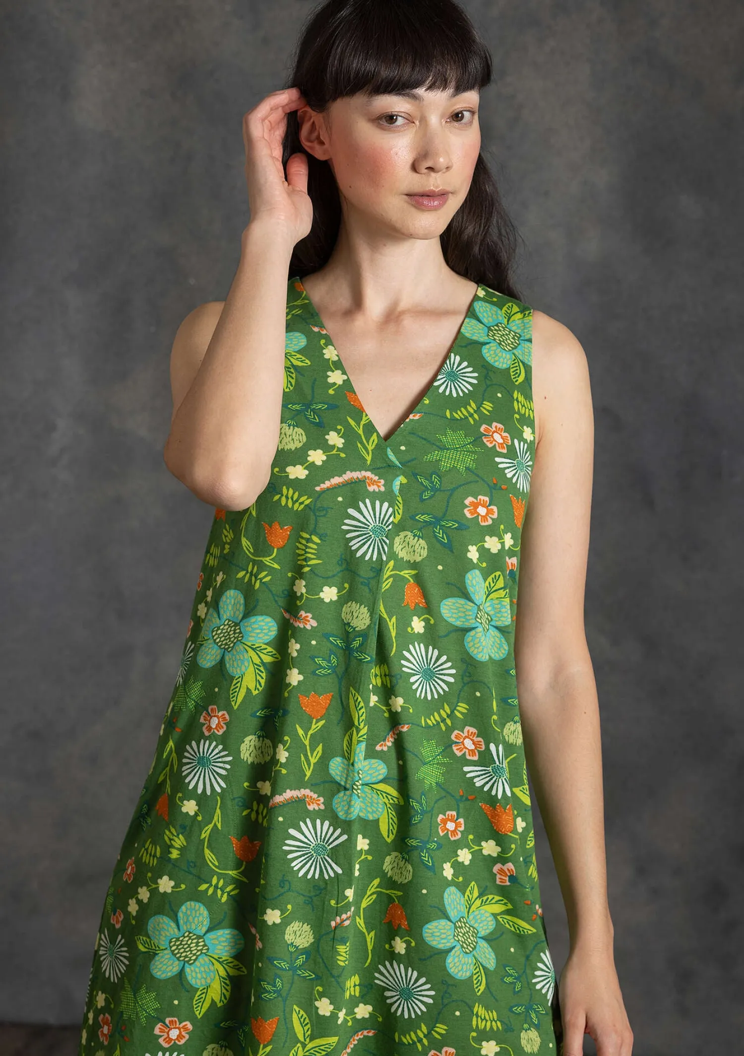 Best Sale Gudrun Sjödén Jerseykleid „Midsommarsol“ aus Bio-Baumwolle seegras