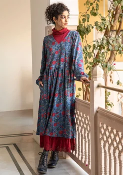 Sale Gudrun Sjödén Jerseykleid „Nyponros“ aus Bio-Baumwolle/Modal indigo
