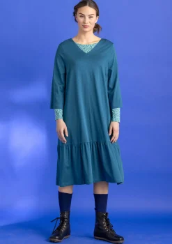 New Gudrun Sjödén Jerseykleid „Tyra“ aus Bio-Baumwolle/Modal malachit-gemustert