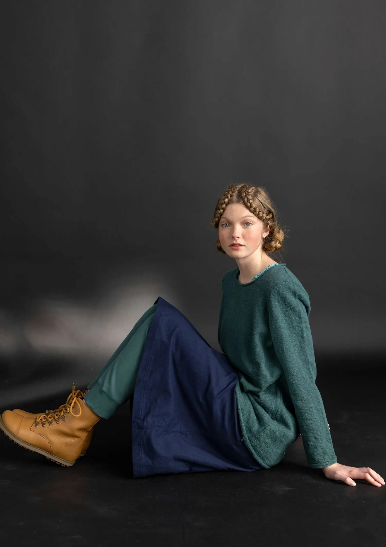 Store Gudrun Sjödén Jerseyleggings aus Bio-Baumwollripp opalgrün