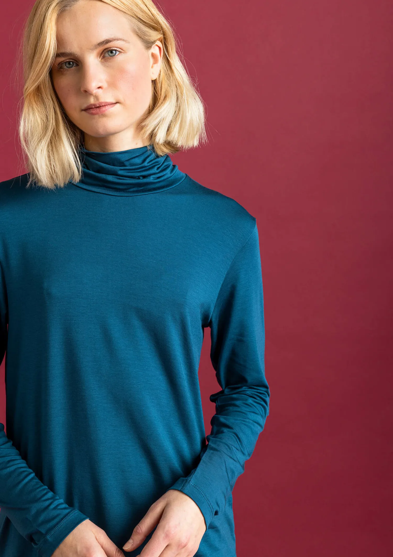Sale Gudrun Sjödén Jersey-Rollkragenshirt aus Lyocell/Elasthan opalgrün
