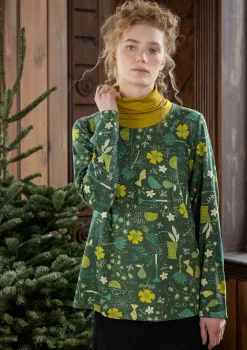 Hot Gudrun Sjödén Jerseyshirt „Fyrverkeri“ aus Bio-Baumwolle/Modal dunkelgrün