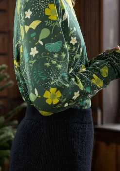 Hot Gudrun Sjödén Jerseyshirt „Fyrverkeri“ aus Bio-Baumwolle/Modal dunkelgrün