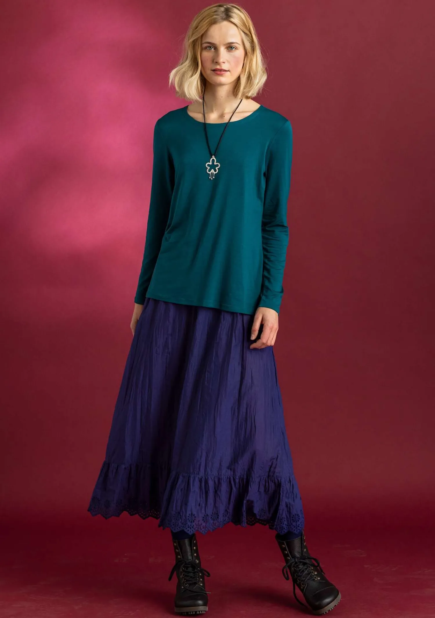 Outlet Gudrun Sjödén Jerseyshirt „Helga“ aus Lyocell/Elasthan schwarz